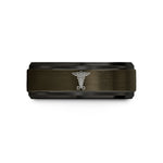 engraved rings for couples – gunmetal & black tungsten do caduceus wedding band