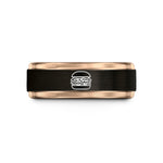 cute presents for girlfriend – black & rose gold tungsten pulled pork sandwich wedding band