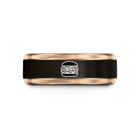 cute presents for girlfriend – black & rose gold tungsten pulled pork sandwich wedding band