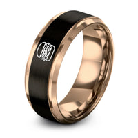 black & rose gold tungsten pulled pork sandwich ring