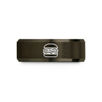 thoughtful presents for wife – gunmetal & rose gold tungsten pulled pork sandwich wedding band