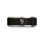 small presents for ladies – black & silver tungsten industrial sensor wedding band