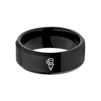 tangible presents for her – black tungsten industrial sensor wedding band