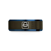 cute present sets female – gunmetal & blue tungsten push button switch wedding band