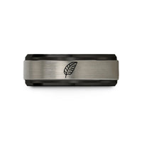 tungsten rings for men – black & blue & silver tungsten banana leaf wedding band