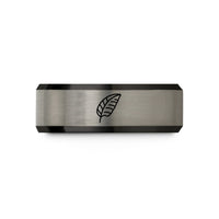 men’s present ring ideas – black & blue & grey tungsten banana leaf wedding band