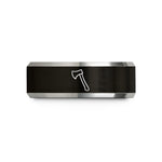 tungsten bands for him – black & silver tungsten bearded axe wedding band