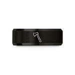 engraved rings for men – black tungsten bearded axe wedding band