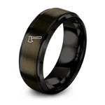 gunmetal & black tungsten bearded axe ring