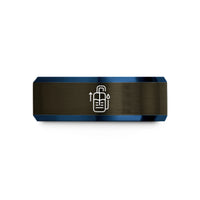 cool presents for guys – gunmetal & blue tungsten electrolyzer icon wedding band