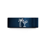 unique presents for him – gold & blue tungsten palm tree cocktail wedding band