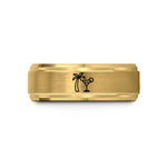 unique presents for him – gold tungsten palm tree cocktail wedding band