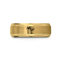 unique presents for him – gold tungsten palm tree cocktail wedding band