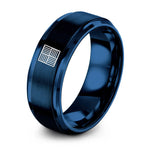 Small Gifts for Him – blue tungsten tatami tile ring