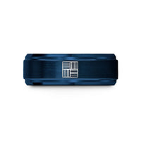 unique presents for men – blue tungsten tatami tile wedding band