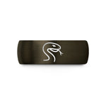 unique presents for him – gunmetal & black tungsten viper tongue wedding band