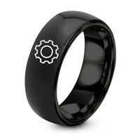 Small Gifts for Mom – black tungsten gear badge ring