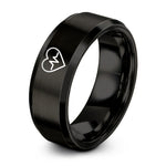 Small Gifts for Mom – black tungsten heart pulse ring