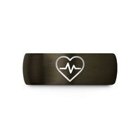unique presents for her – gunmetal & black tungsten heart pulse wedding band