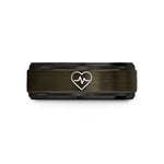 unique presents for her – gunmetal & black tungsten heart pulse wedding band
