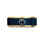thoughtful presents for partner – gold & blue tungsten beach ball wedding band