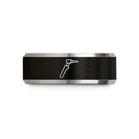 thoughtful present for her – black & silver tungsten tig torch wedding band