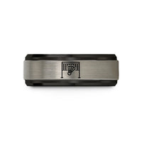 affordable jewelry for her – black & blue & gray tungsten badminton net shuttlecock wedding band
