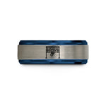 engraved rings for her – black & blue & gray tungsten badminton net shuttlecock wedding band