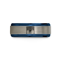engraved rings for her – black & blue & gray tungsten badminton net shuttlecock wedding band