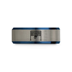 affordable jewelry for her – black & blue & grey tungsten badminton net shuttlecock wedding band