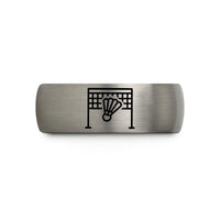 affordable jewelry for her – blue & silver tungsten badminton net shuttlecock wedding band