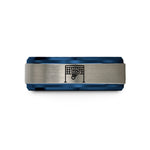 stylish accessories for her – blue & silver tungsten badminton net shuttlecock wedding band
