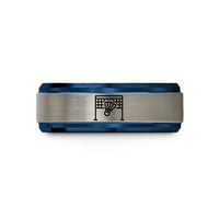 stylish accessories for her – blue & silver tungsten badminton net shuttlecock wedding band