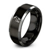 Scandinavia – Tungsten Wedding Band, 8 mm, Black, Silver Comfort-Fit Unisex
