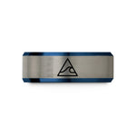presents under ten dollars – blue & grey tungsten triangle wave wedding band