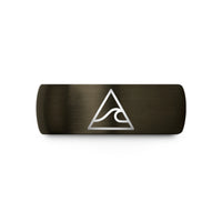 unique presents for her – gunmetal & blue tungsten triangle wave wedding band