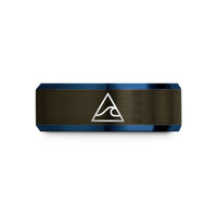 small presents for her – gunmetal & blue tungsten triangle wave wedding band