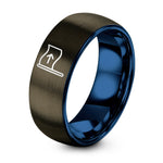 Small thank You Gifts – gunmetal & blue tungsten blue flag ring