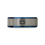 unique present ideas unisex – blue & gray tungsten crab wedding band