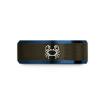 personalized presents for couples – gunmetal & blue tungsten crab wedding band