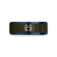 personalized presents for couples – gunmetal & blue tungsten crab wedding band