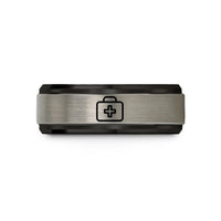 unique thank you presents – black & grey tungsten medical bag wedding band