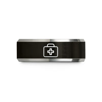 thoughtful thank you keepsakes – black & grey tungsten medical bag wedding band