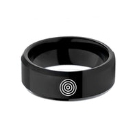 affordable love token options – black tungsten concentric circles wedding band