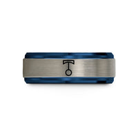 romantic presents for him – black & blue & grey tungsten pendulum wedding band