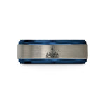 small presents for newlyweds set – blue & gray tungsten toronto skyline wedding band