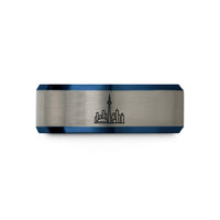 small presents for newlyweds set – blue & grey tungsten toronto skyline wedding band