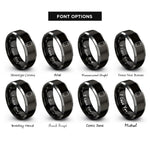font options for inside engraving on black & grey smartphone rings