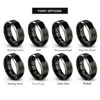 font options for inside engraving on black & grey smartphone rings