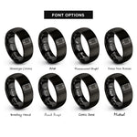 font options for inside engraving on black smartphone rings